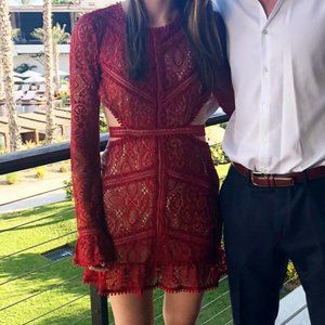 For Love & Lemons - Emerie Cutout Dress - Red Mini Dress - Size M